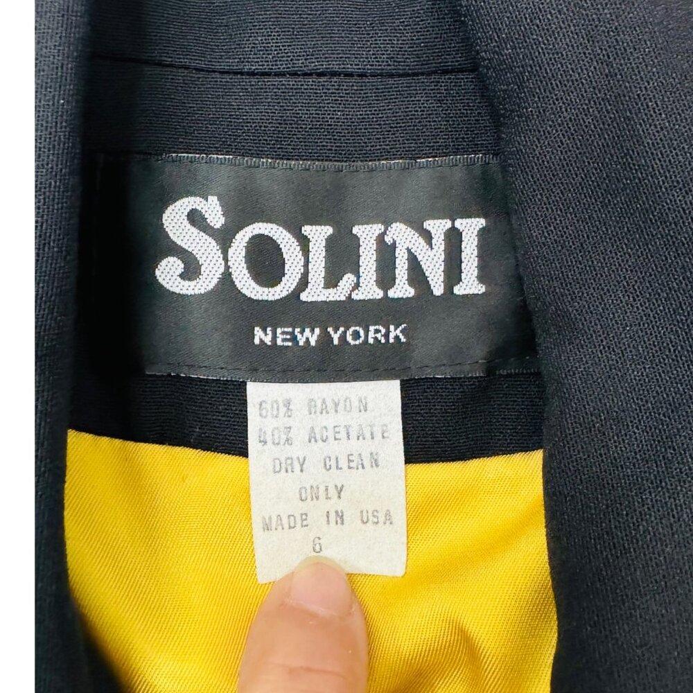 Solini New York Blazer Black Jacket Gold Embroidered Stars and Stripes 6 Vintage - Picture 13 of 14